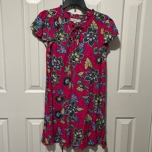 LOFT Pink flutter sleeve dress . Floral and NEW condition .